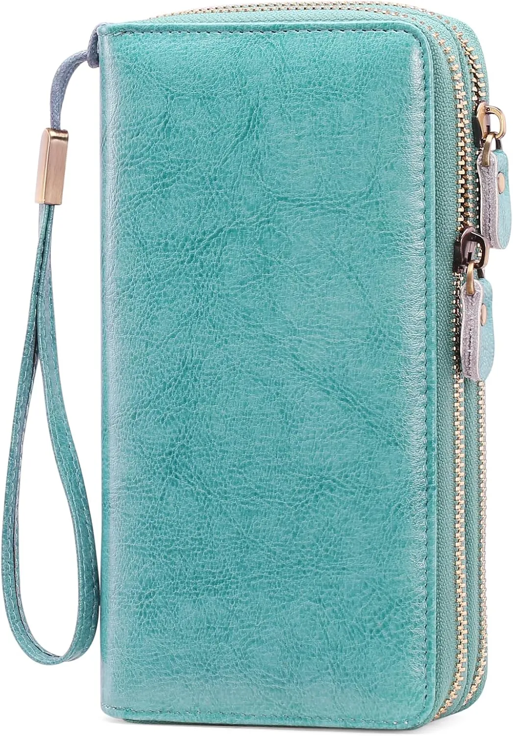 SENDEFN Leather Women Wallet RFID Blocking Zipper Around Phone Holder Clutch Wristlet Large Capacity