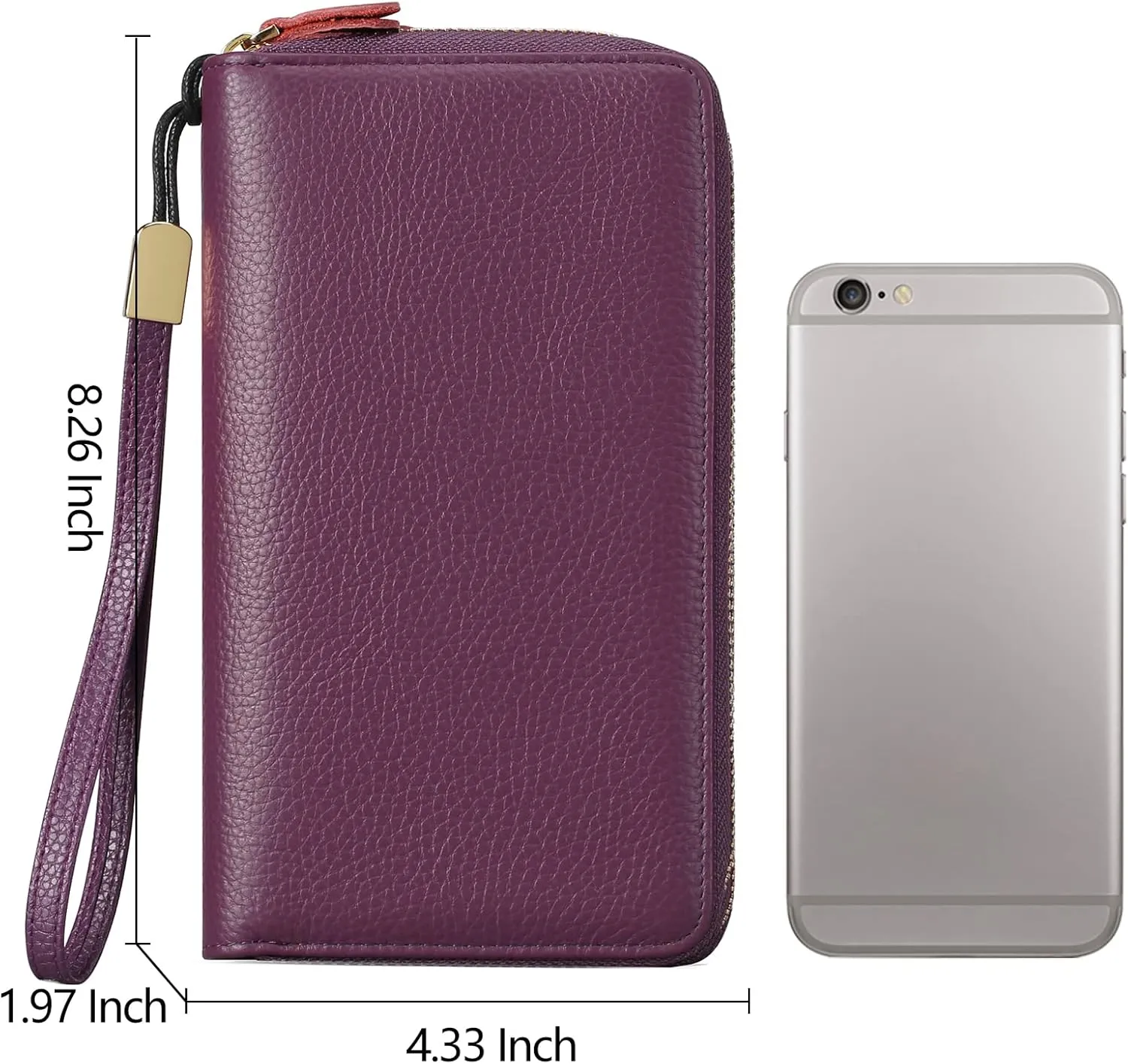 SENDEFN Leather Women Wallet RFID Blocking Zipper Around Phone Holder Clutch Wristlet Large Capacity