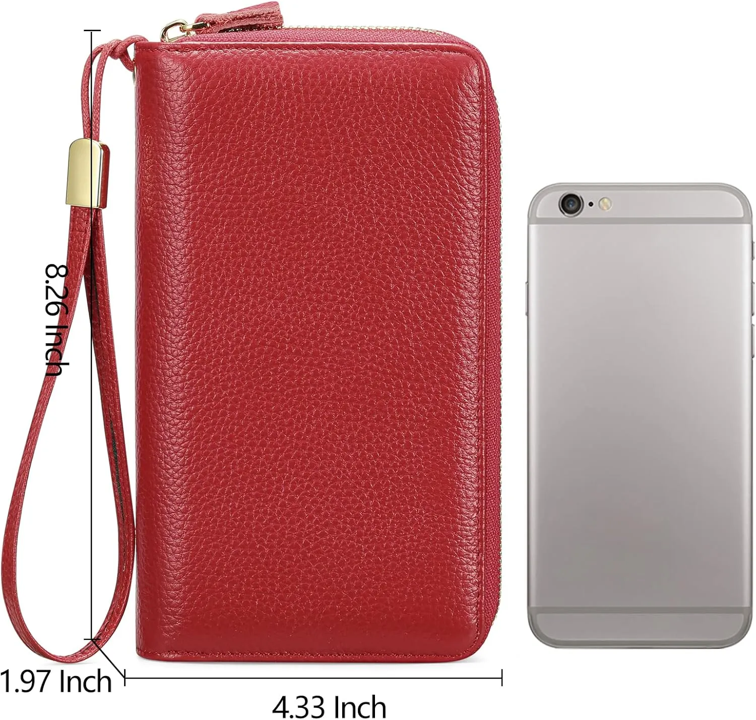 SENDEFN Leather Women Wallet RFID Blocking Zipper Around Phone Holder Clutch Wristlet Large Capacity