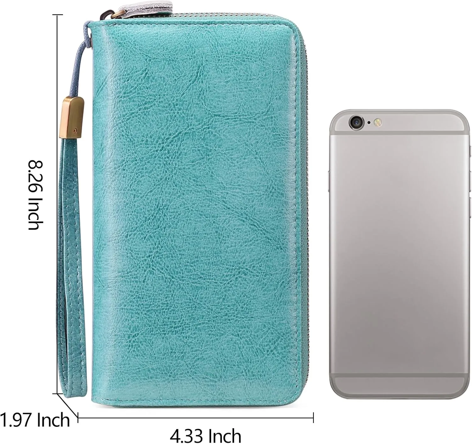 SENDEFN Leather Women Wallet RFID Blocking Zipper Around Phone Holder Clutch Wristlet Large Capacity
