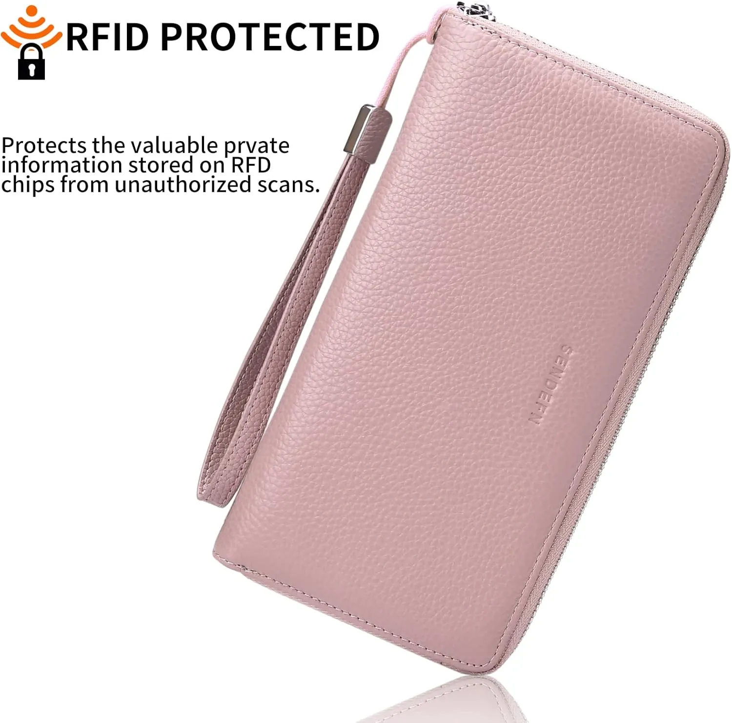 SENDEFN Leather Women's Wallets RFID Blocking Zip Around Large Capacity Long Credit Card Holder Wallet