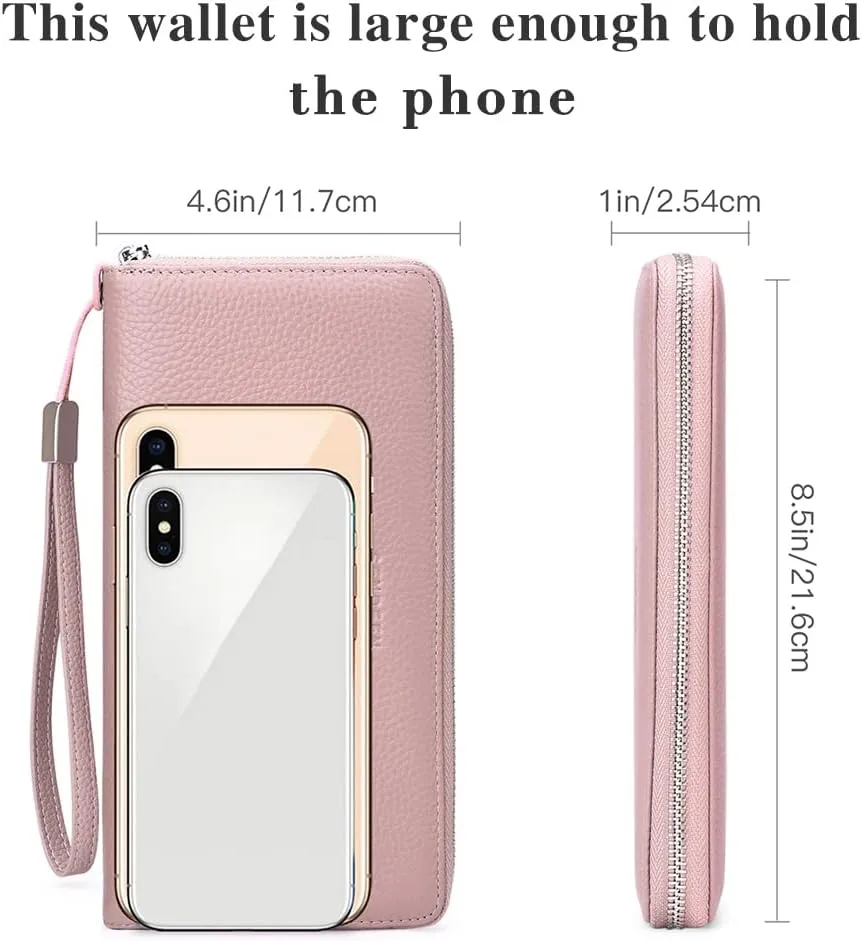 SENDEFN Leather Women's Wallets RFID Blocking Zip Around Large Capacity Long Credit Card Holder Wallet