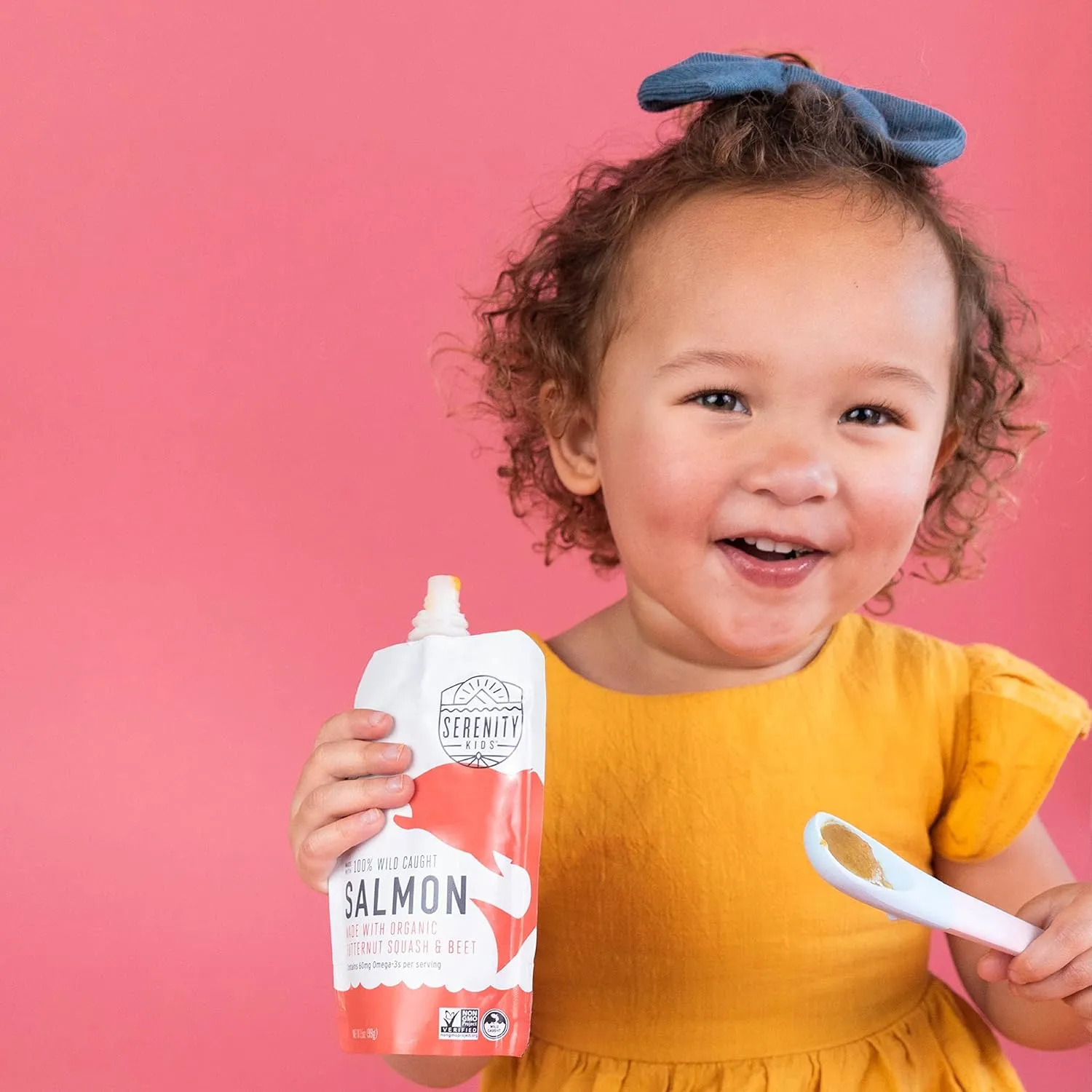 Serenity Kids 6  Month Baby Food Puree Pouch - Wild Caught Salmon, Organic Butternut Squash, Beet - 3.5 Oz, BPA-Free, 6 Pack - Baby Food Pouches