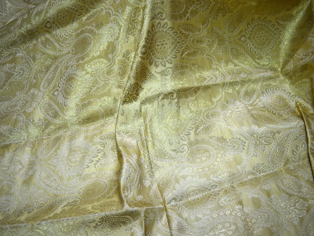 Sewing Crafting Indian Fabric Banarasi Beige Brocade Fabric by the Yard Wedding Dress Blended Brocade Fabric Bridal Dress Material