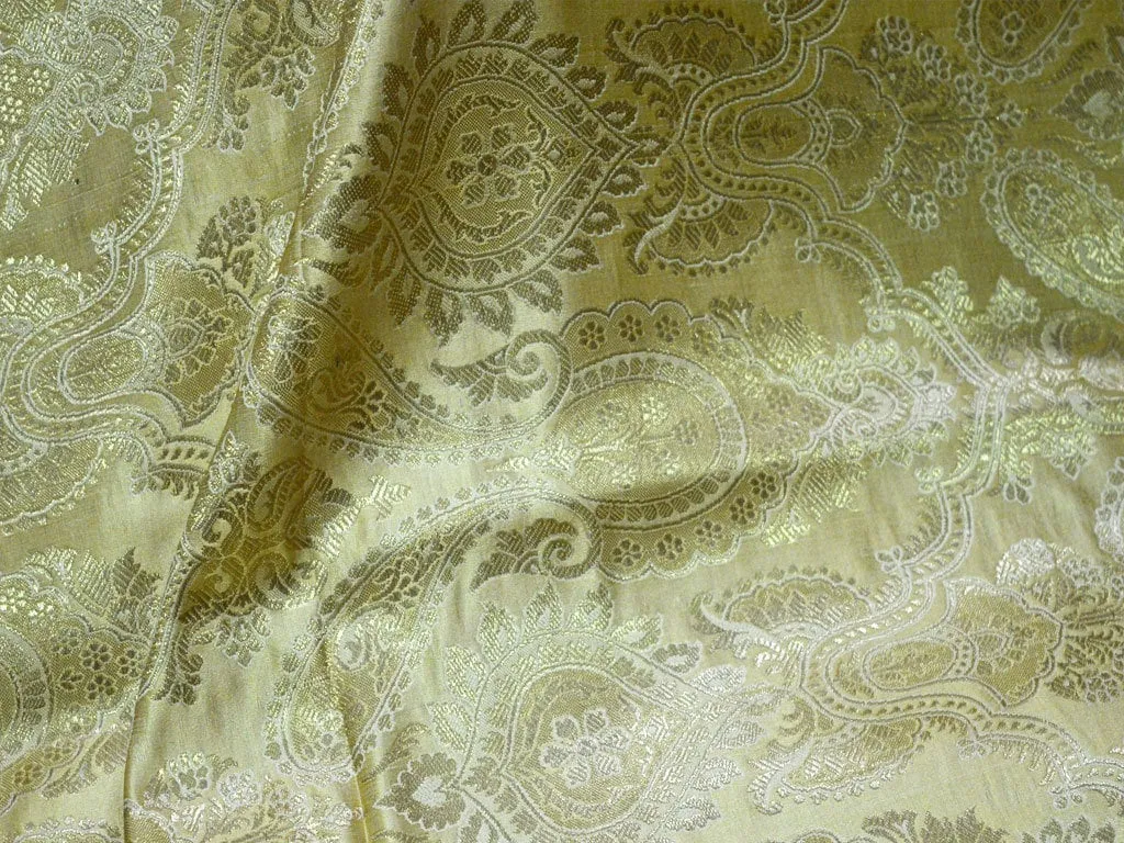 Sewing Crafting Indian Fabric Banarasi Beige Brocade Fabric by the Yard Wedding Dress Blended Brocade Fabric Bridal Dress Material