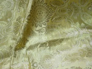 Sewing Crafting Indian Fabric Banarasi Beige Brocade Fabric by the Yard Wedding Dress Blended Brocade Fabric Bridal Dress Material