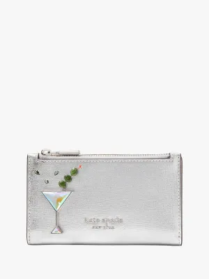 Shaken Not Stirred Embellished Metallic Small Slim Bifold Wallet