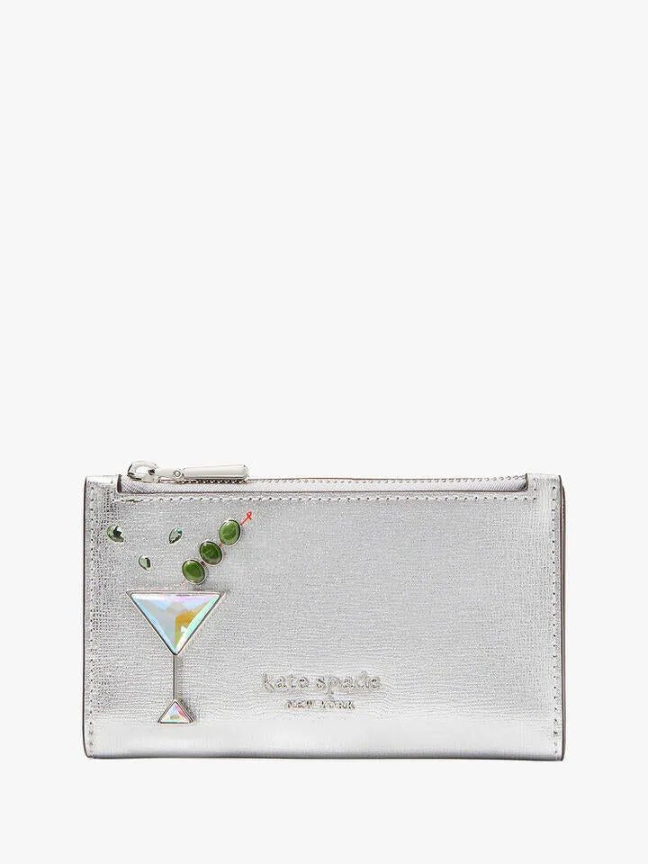 Shaken Not Stirred Embellished Metallic Small Slim Bifold Wallet