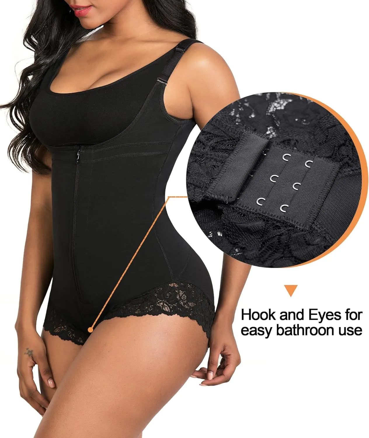 SHAPERX Women's Fajas Colombianas Shapewear Postpartum Tummy Control Body Shaper Butt Lifter Bodysuit