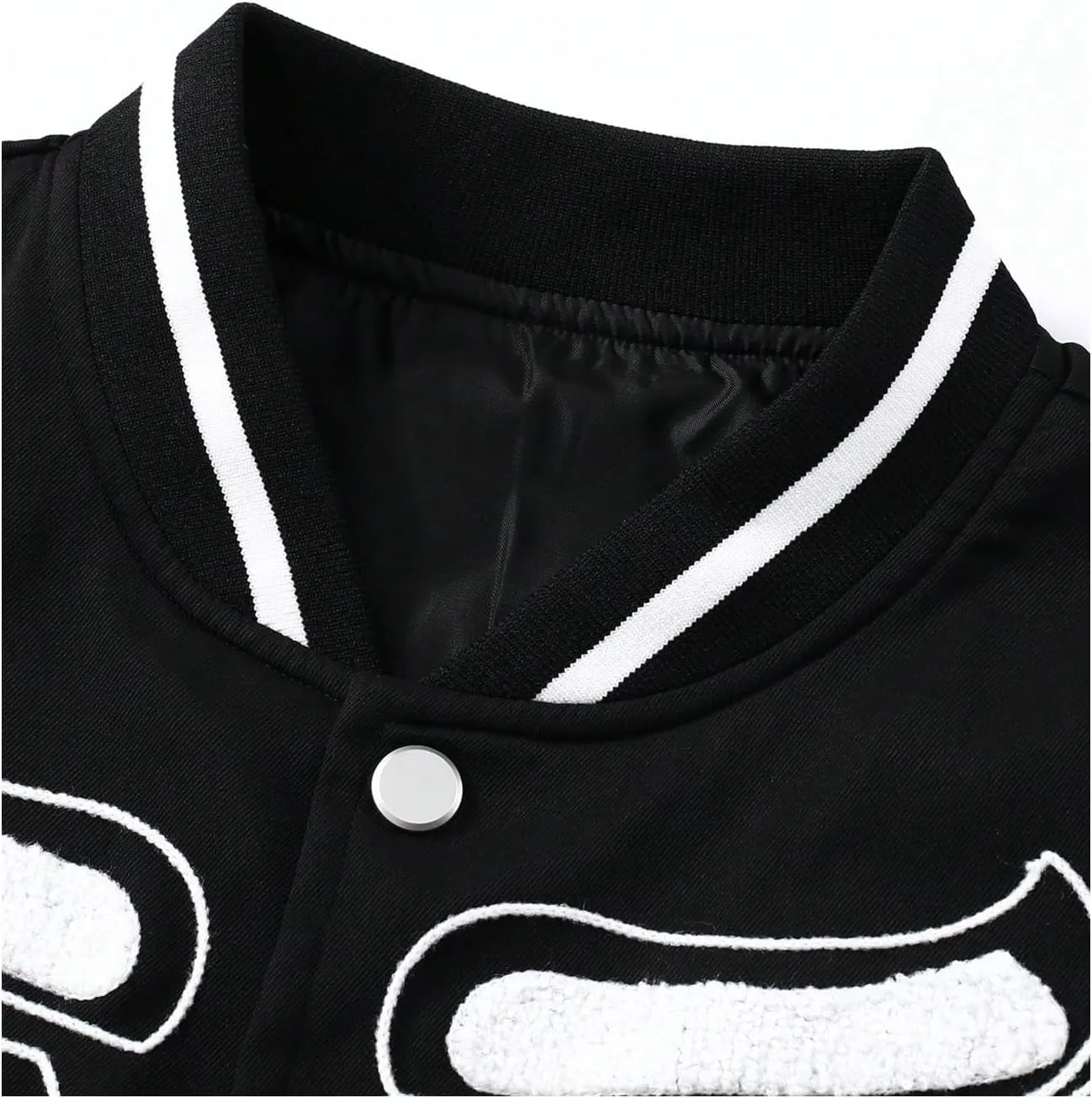 SHENHE Men's Skeleton Print Goth Varsity Jacket Color Block Y2k Button Baseball Jacket