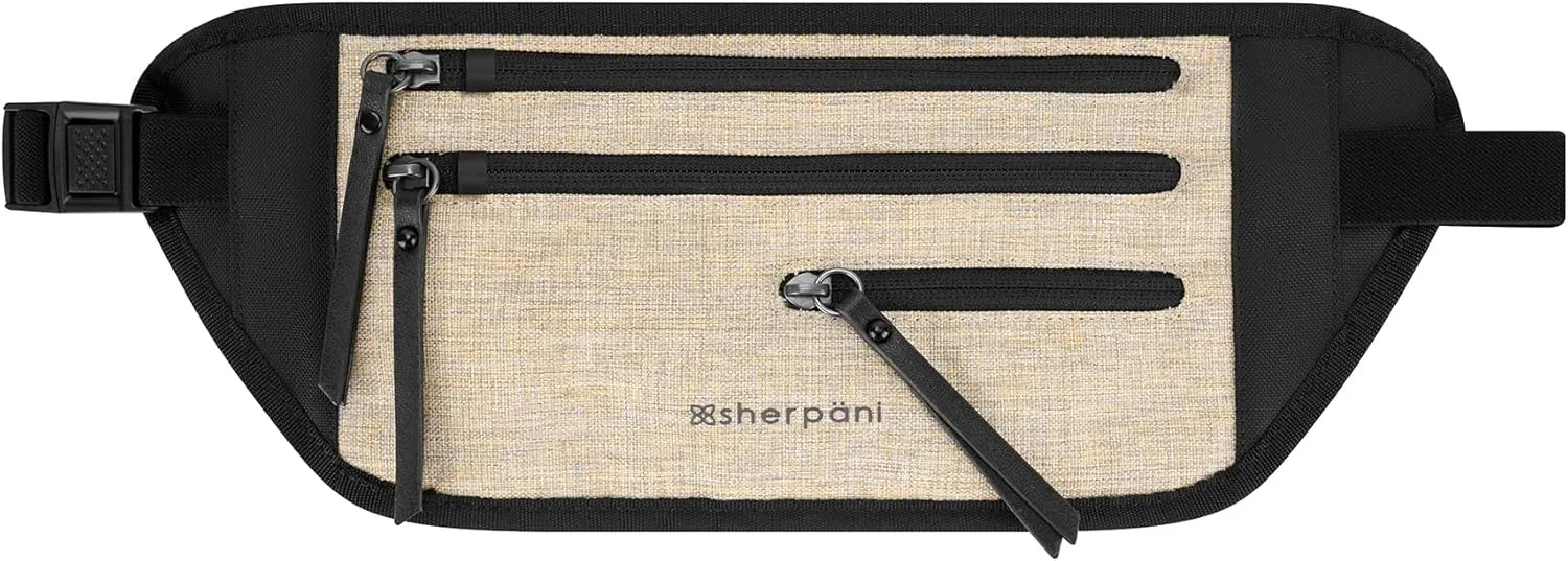Sherpani Jett, Anti Theft Waist Pouch, Slim Money Belt Bag for Travel, Blocking Hidden Wallet Belt Bag, Secure Travel Pouch for Women, RFID Protection, Travel Gift for Mothers Day 2025 (Straw)