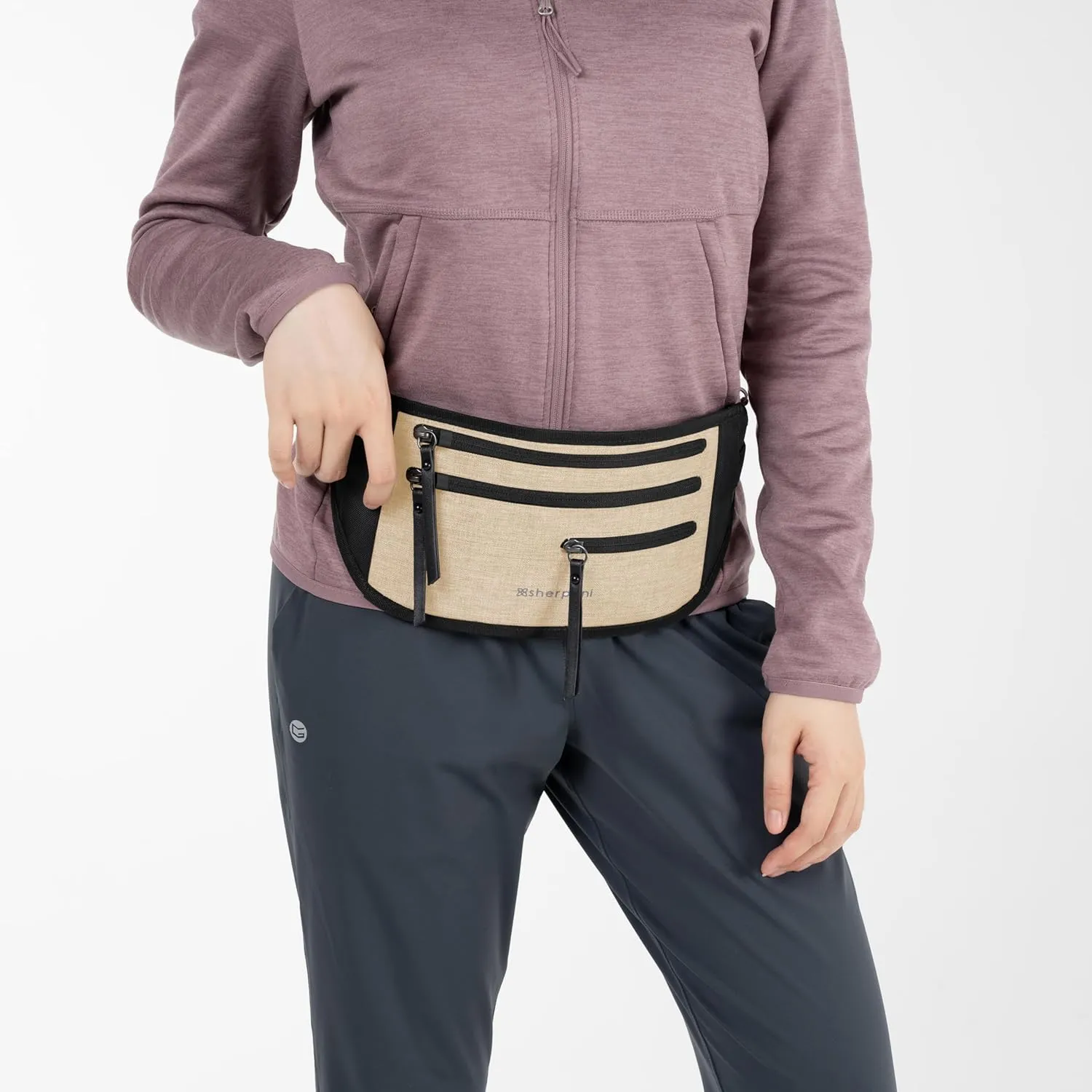 Sherpani Jett, Anti Theft Waist Pouch, Slim Money Belt Bag for Travel, Blocking Hidden Wallet Belt Bag, Secure Travel Pouch for Women, RFID Protection, Travel Gift for Mothers Day 2025 (Straw)
