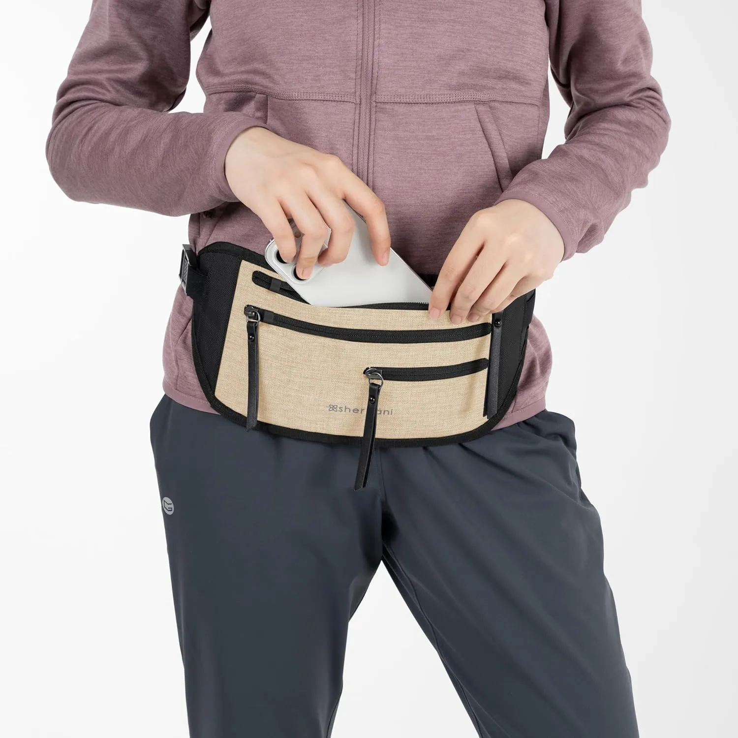 Sherpani Jett, Anti Theft Waist Pouch, Slim Money Belt Bag for Travel, Blocking Hidden Wallet Belt Bag, Secure Travel Pouch for Women, RFID Protection, Travel Gift for Mothers Day 2025 (Straw)