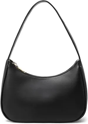 Shoulder Bags for Women, Cute Hobo Tote Handbag Mini Clutch Purse with Zipper Closure (Black)