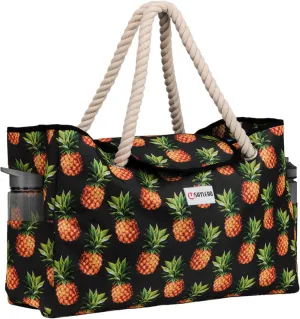 SHYLERO Beach Bag and Pool Bag Has Airtight Pouch, Magnetic Snap Closure. Beach Tote is Water Resistant. Family Size