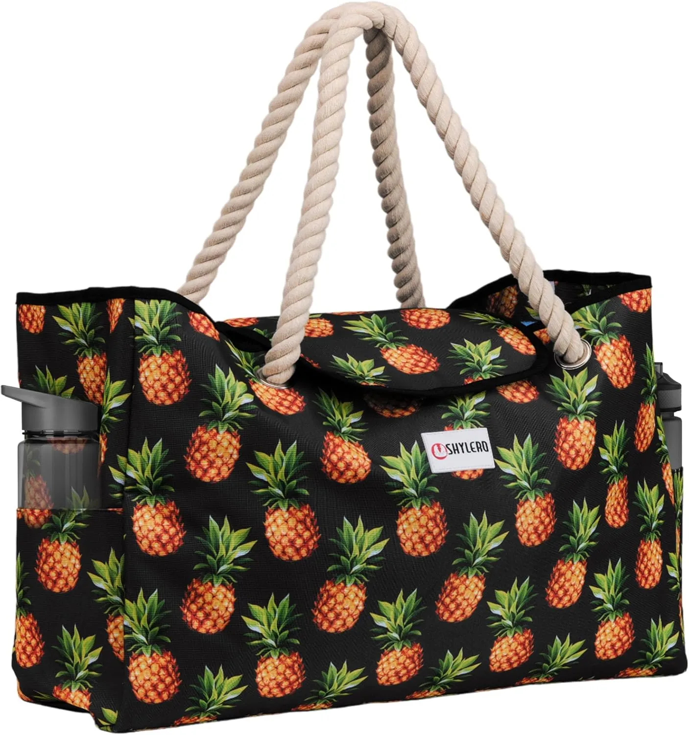 SHYLERO Beach Bag and Pool Bag Has Airtight Pouch, Magnetic Snap Closure. Beach Tote is Water Resistant. Family Size