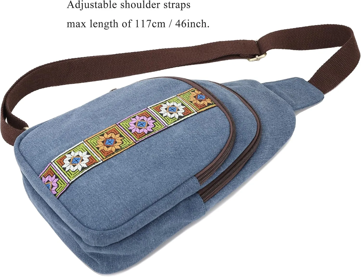 SILKAREA Canvas Sling Bag for Wome Crossbody Purse Small Sling Backpack Purse Travel Hiking Chest Bag Daypack