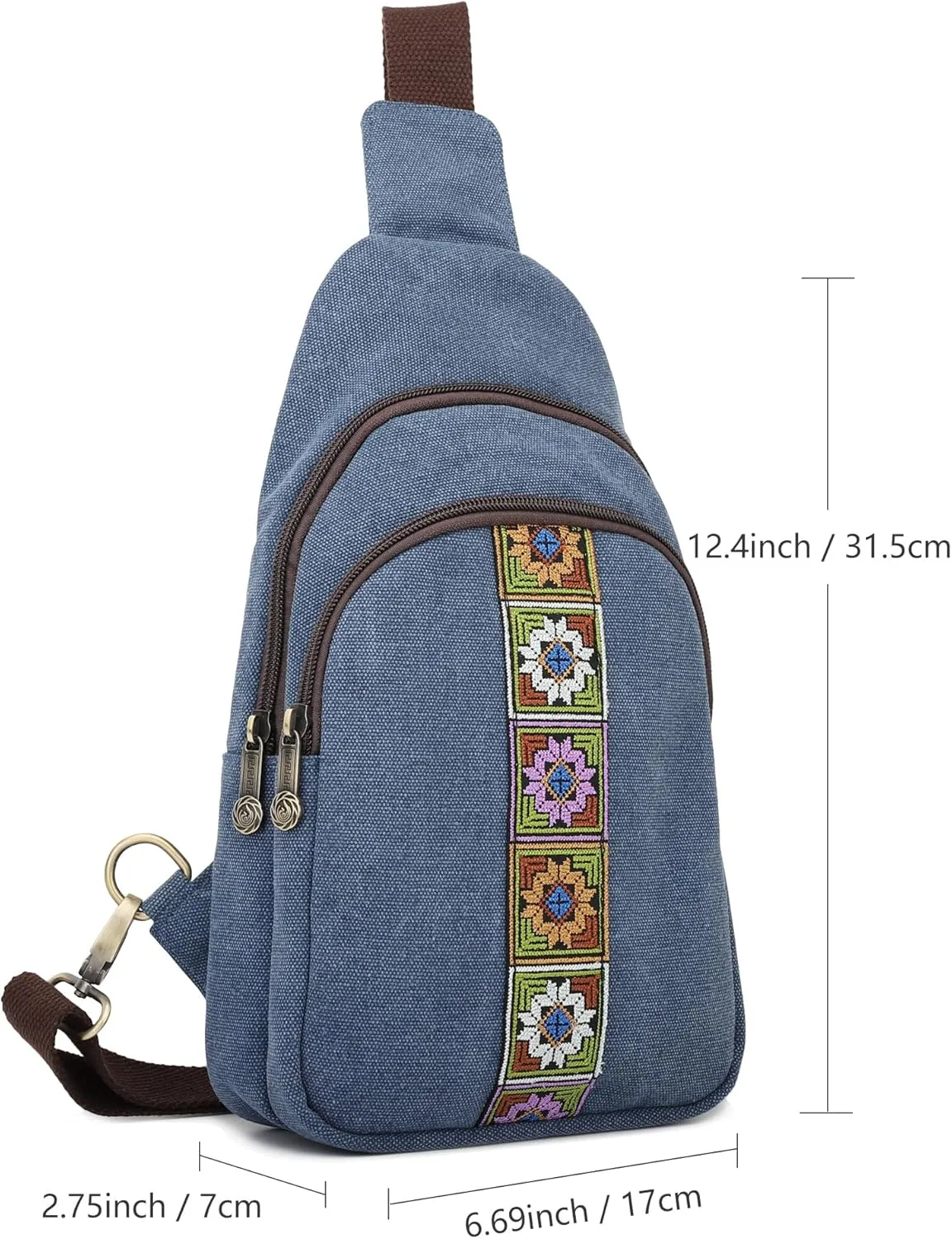SILKAREA Canvas Sling Bag for Wome Crossbody Purse Small Sling Backpack Purse Travel Hiking Chest Bag Daypack