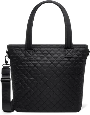 Simple Modern Quilted Tote Bag for Women | Medium Size w/Compartments & Laptop Sleeve | Adjustable Strap | Zipper Top
