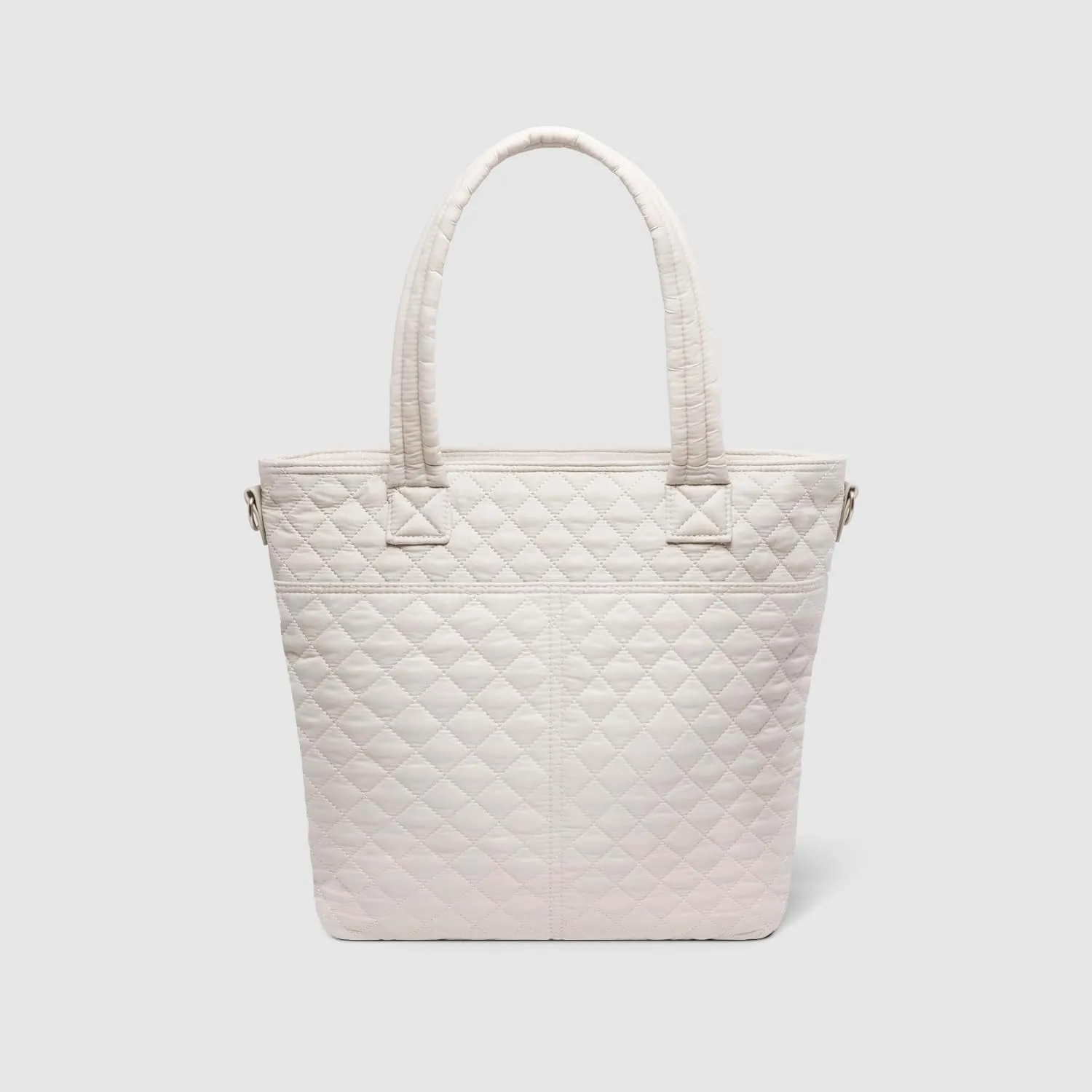Simple Modern Quilted Tote Bag for Women | Medium Size w/Compartments & Laptop Sleeve | Adjustable Strap | Zipper Top