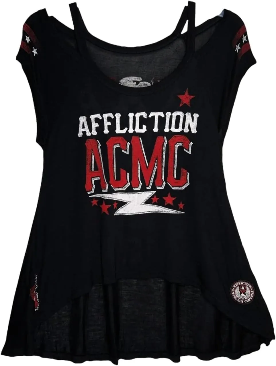 Sinful by Affliction Women's T-Shirt Shoulder Cold Top Freeide