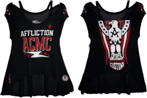 Sinful by Affliction Women's T-Shirt Shoulder Cold Top Freeide
