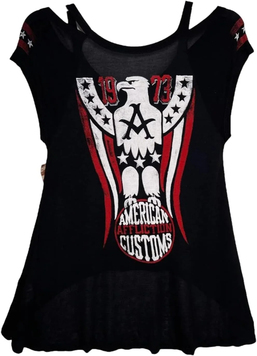 Sinful by Affliction Women's T-Shirt Shoulder Cold Top Freeide