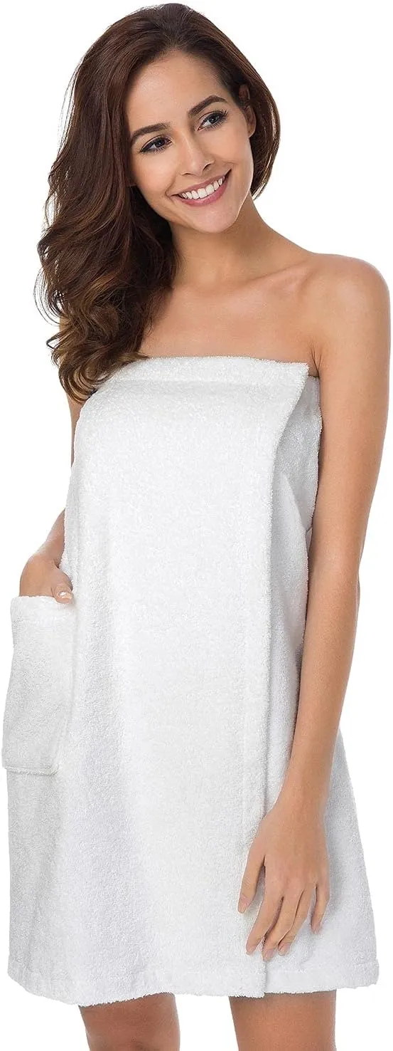 SIORO Bath Shower Wrap for Women Body Towel Wraps Spa Gym Pool Travel Bath Towels with Adjustable Closure & Pockets