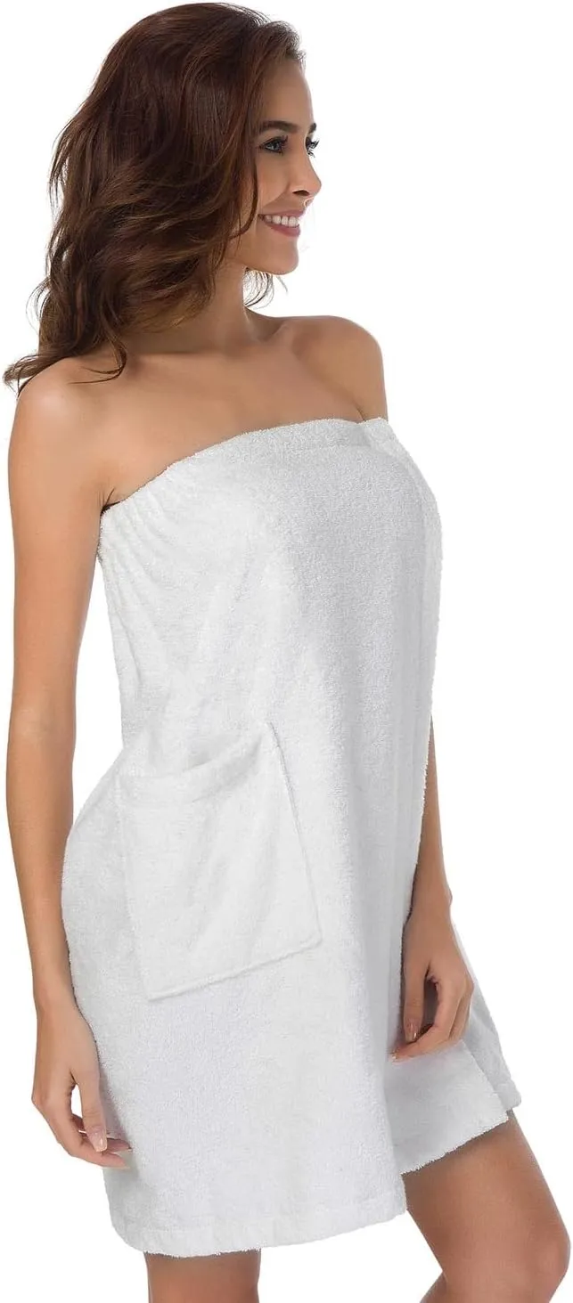 SIORO Bath Shower Wrap for Women Body Towel Wraps Spa Gym Pool Travel Bath Towels with Adjustable Closure & Pockets