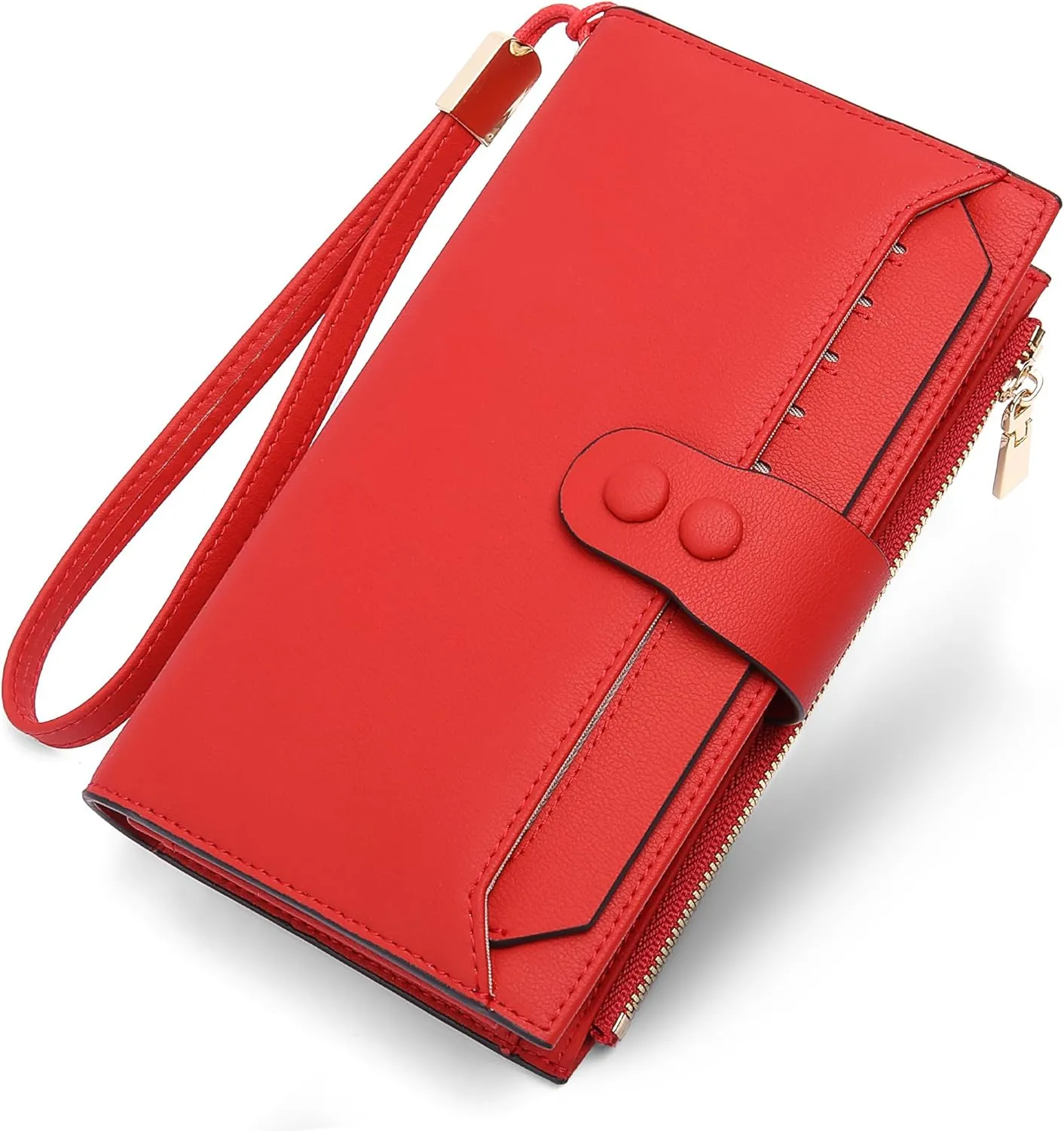 Slim Wallet for Women Thin Leather Bifold RFID Blocking Clutch Credit Card Holder for Women Ladies Wallet Phone Purse Wristlet with 3 ID Windows