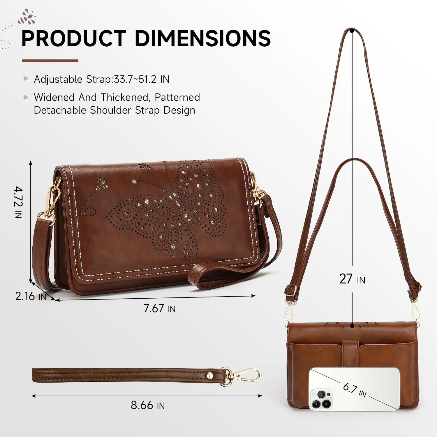 Small Crossbody Bag for Women,Cell Phone Purse Womens Shoulder Handbags Wallet Purse with Credit Card Slots Wristlet