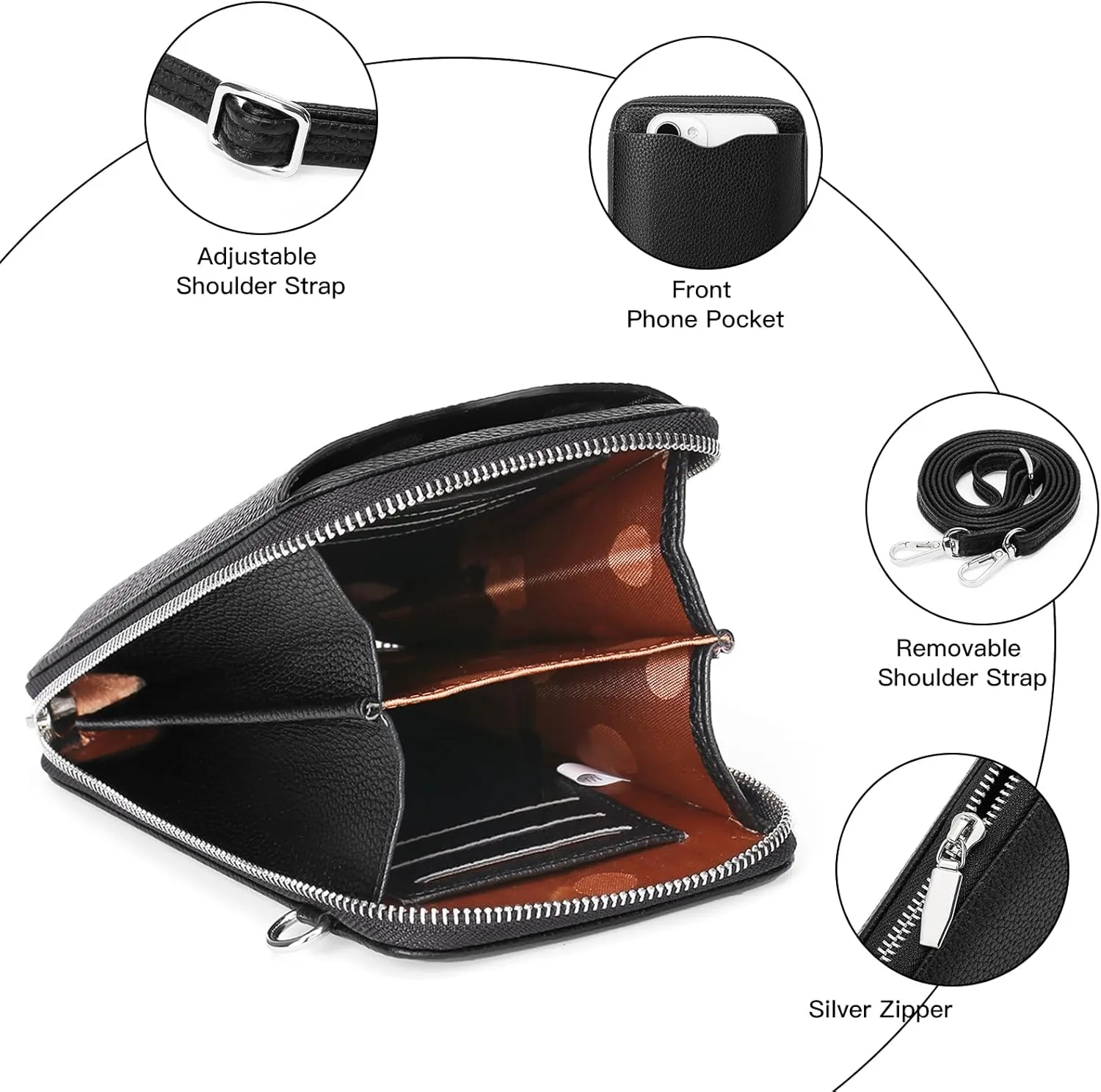 Small Crossbody Bags for Women Leather cell Phone Bag Wallet Purse with Credit Card Slots Adjustable Strap