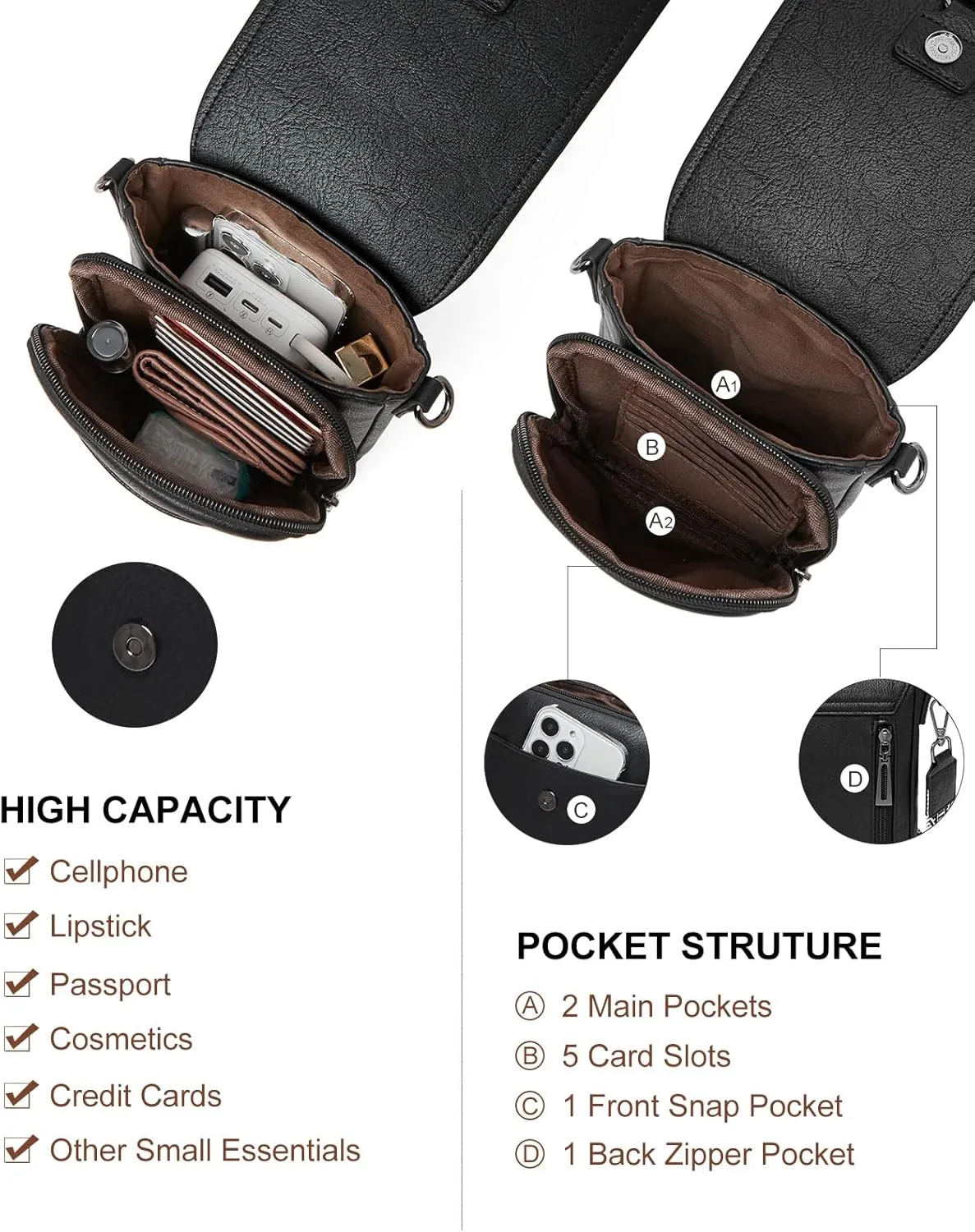 Small Crossbody Bags for women,Soft Leather Cell Phone Purse Lightweight,Little Crossbody Purses Women Trendy with Card slots