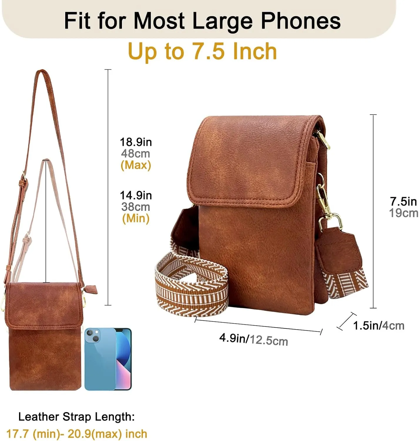 Small Crossbody Cell Phone Bags for Women Designer Girls Vegan Leather Cell Phone Purses with 2 Adjustable Straps