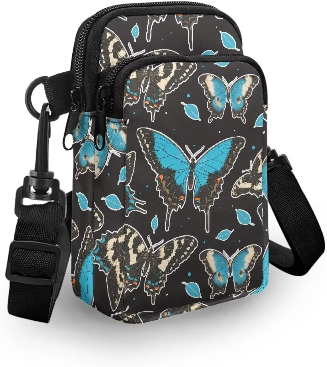 Small Crossbody Purse Butterfly Zipper Cell Phone Bag, Puppy Dog Print Mini Shoulder Purse Bags with Shoulder Strap