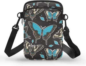 Small Crossbody Purse Butterfly Zipper Cell Phone Bag, Puppy Dog Print Mini Shoulder Purse Bags with Shoulder Strap