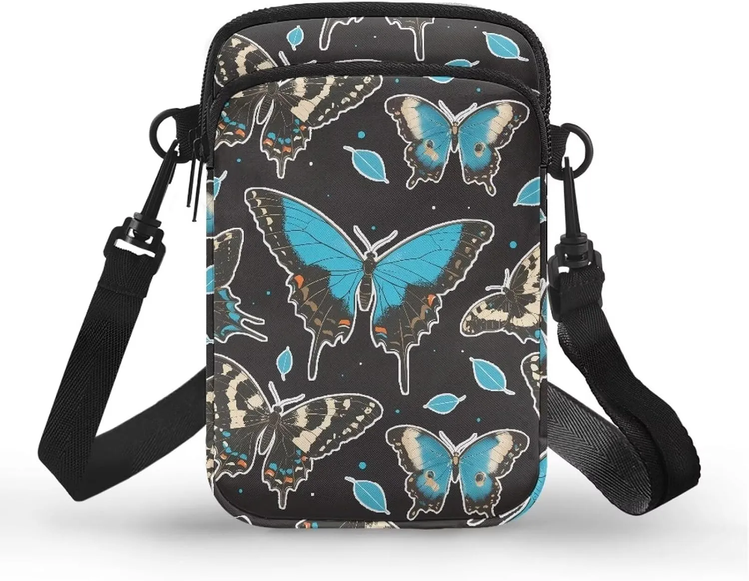 Small Crossbody Purse Butterfly Zipper Cell Phone Bag, Puppy Dog Print Mini Shoulder Purse Bags with Shoulder Strap