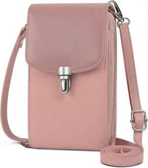 Small Genuine Leather Crossbody Bag for Women Rfid Blocking Cell Phone Wallet Purse Handbag with Card Slots