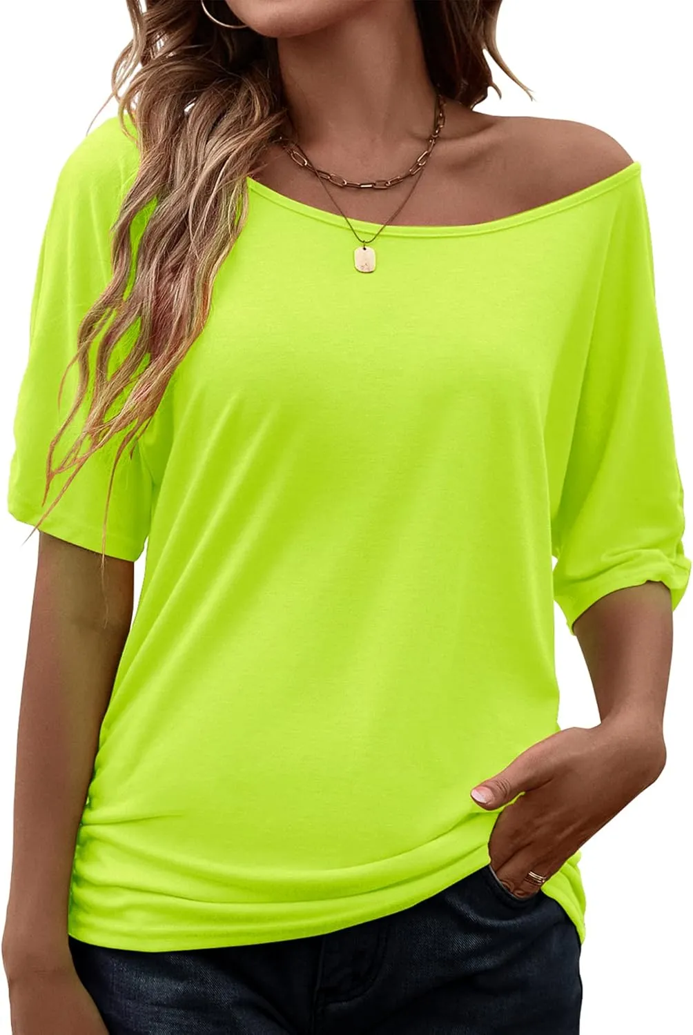 Smile Fish Women Casual Oversized Sexy Lips Print Off Shoulder T-Shirt
