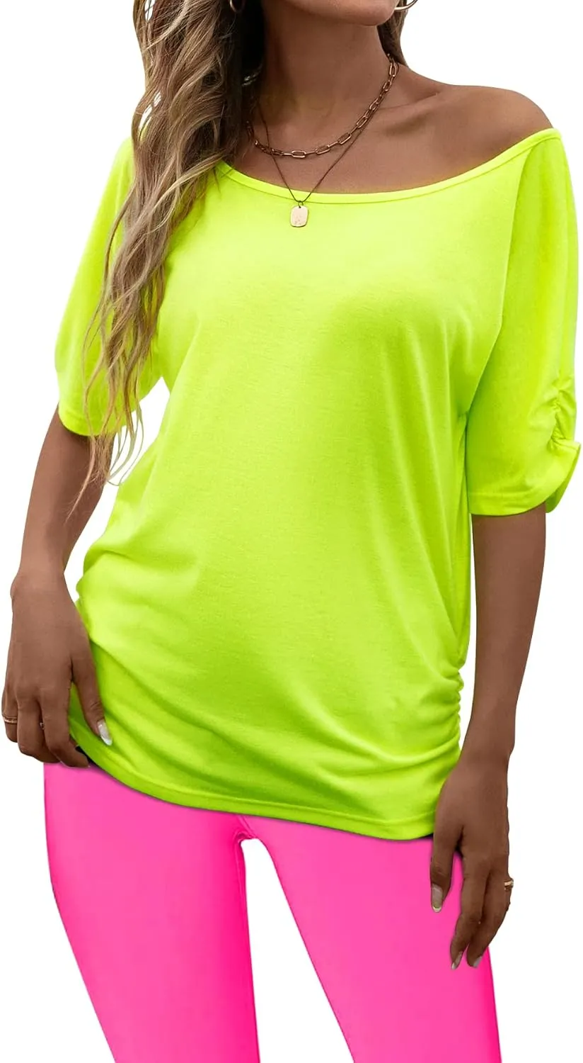 Smile Fish Women Casual Oversized Sexy Lips Print Off Shoulder T-Shirt