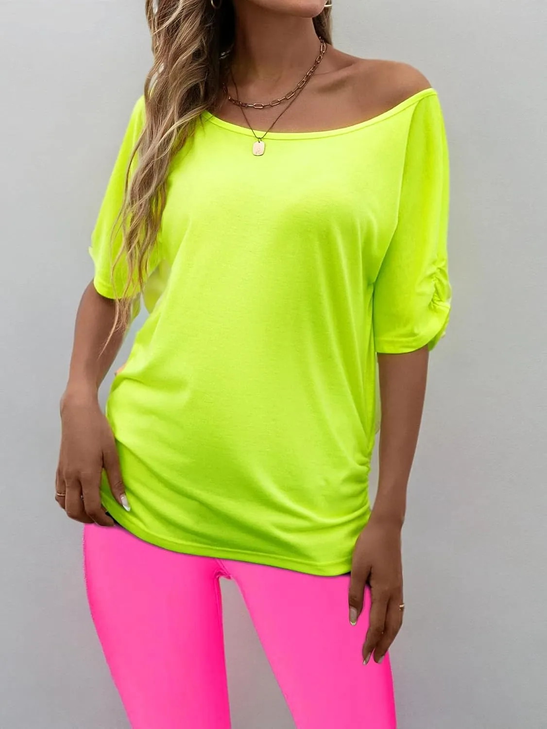 Smile Fish Women Casual Oversized Sexy Lips Print Off Shoulder T-Shirt