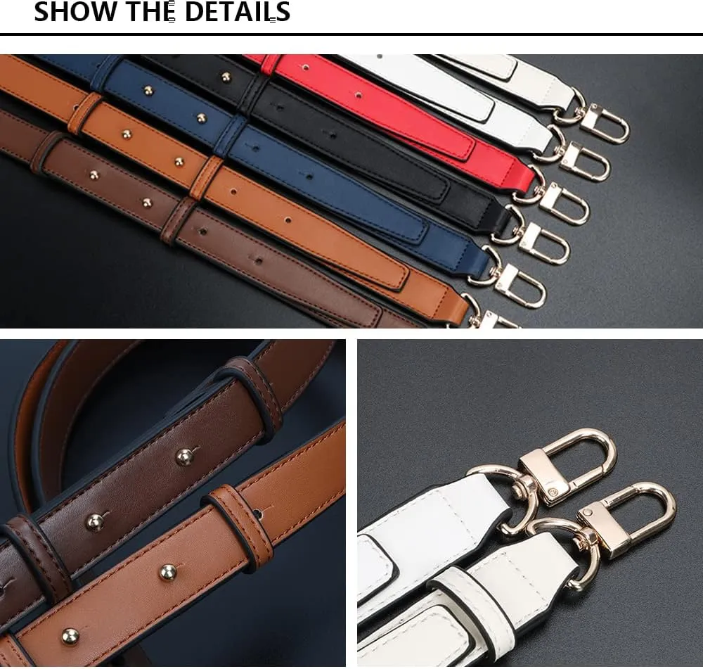 Smooth Leather Belt for Crossbody Handbags Shoulder Bag Replacement Adjustable Purse Strap Short Size Gold Clasp Navy Blue