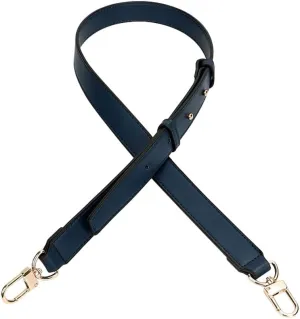Smooth Leather Belt for Crossbody Handbags Shoulder Bag Replacement Adjustable Purse Strap Short Size Gold Clasp Navy Blue