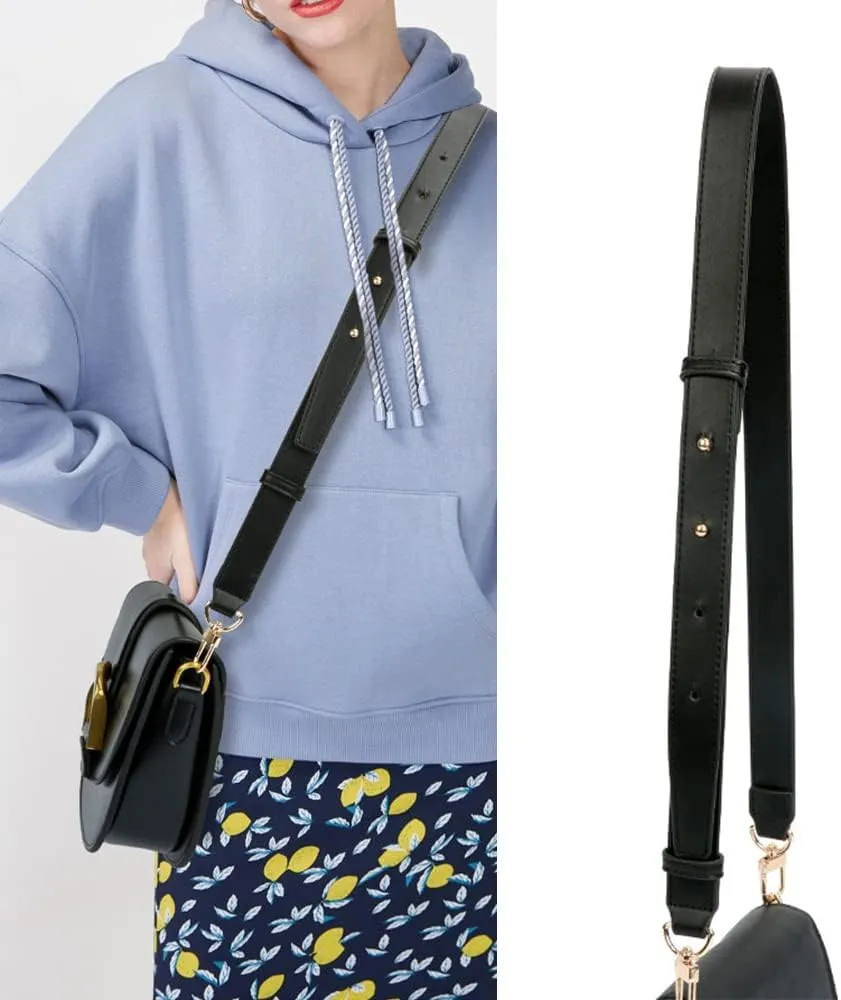 Smooth Leather Belt for Crossbody Handbags Shoulder Bag Replacement Adjustable Purse Strap Short Size Gold Clasp Navy Blue