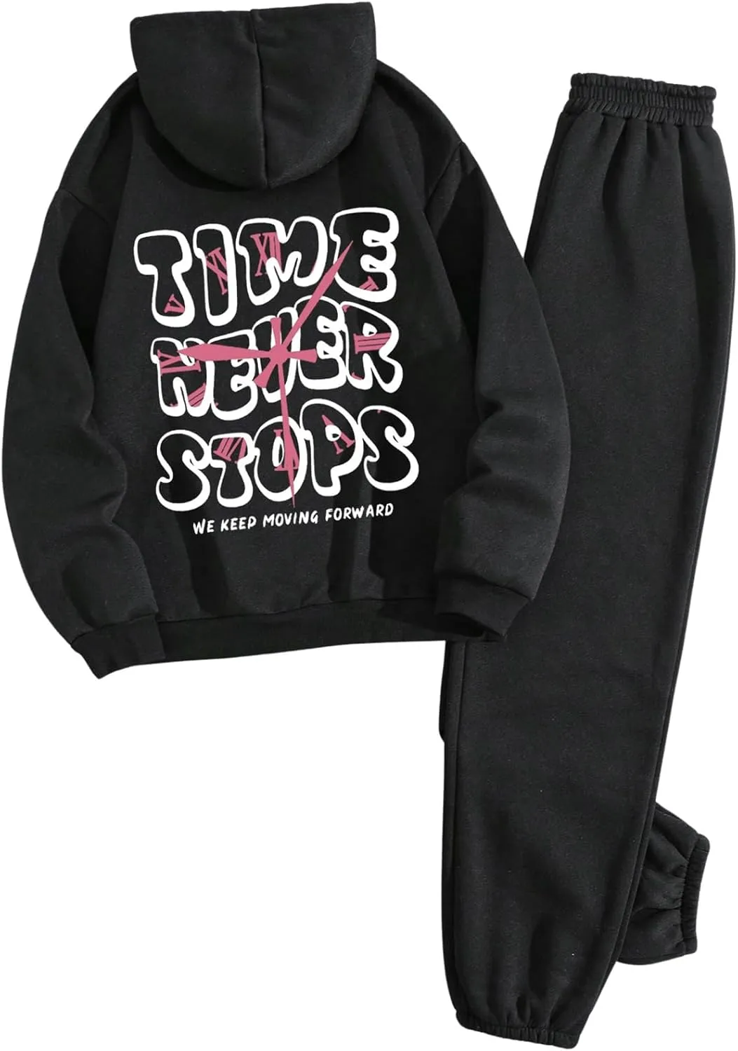 SOLY HUX Women's 2 Piece Outfits Letter Graphic Drawstring Long Sleeve Hoodies Sweatshirt and Sweatpants Set
