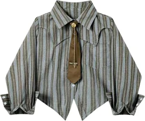 SOLY HUX Women's Striped Print Button Down College Shirts Long Sleeve Tie Blouse Tops Preppy Clothes