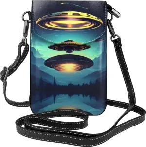 Spacecraft descend Small Phone Wallet - Versatile everyday shoulder and crossbody bag with adjustable strap and card slots