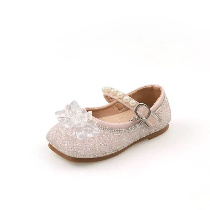 Sparkling Flower Girl Shoes Pearl-Embellished Princess Shoes Elegant Flower Little Princess Shoes