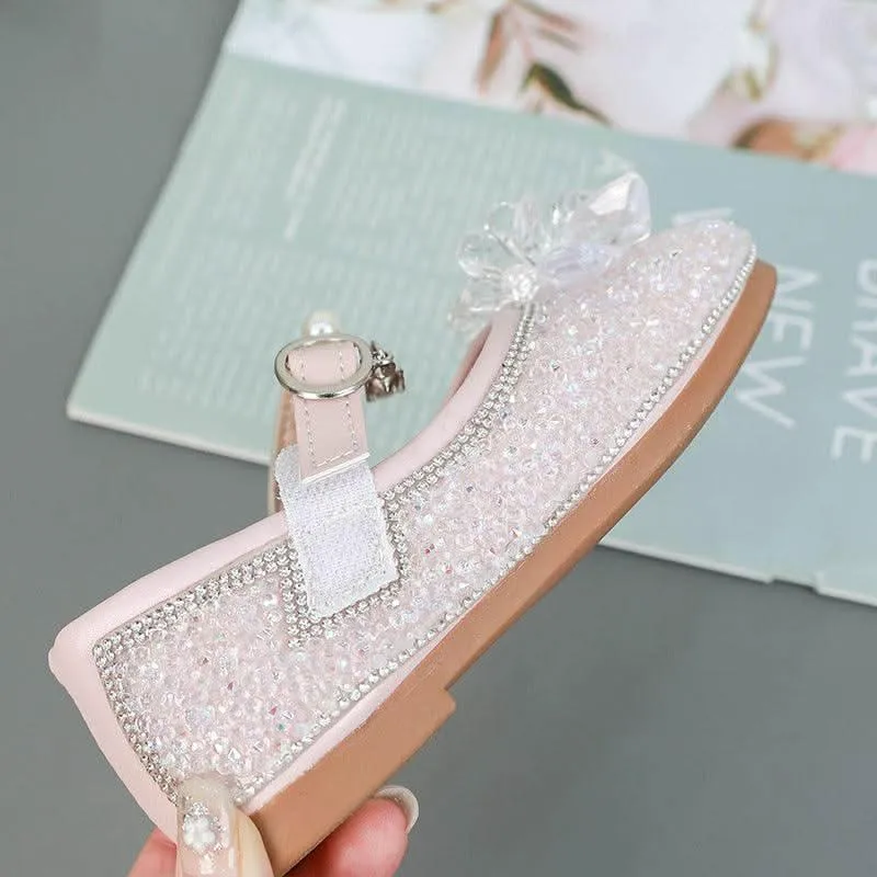Sparkling Flower Girl Shoes Pearl-Embellished Princess Shoes Elegant Flower Little Princess Shoes