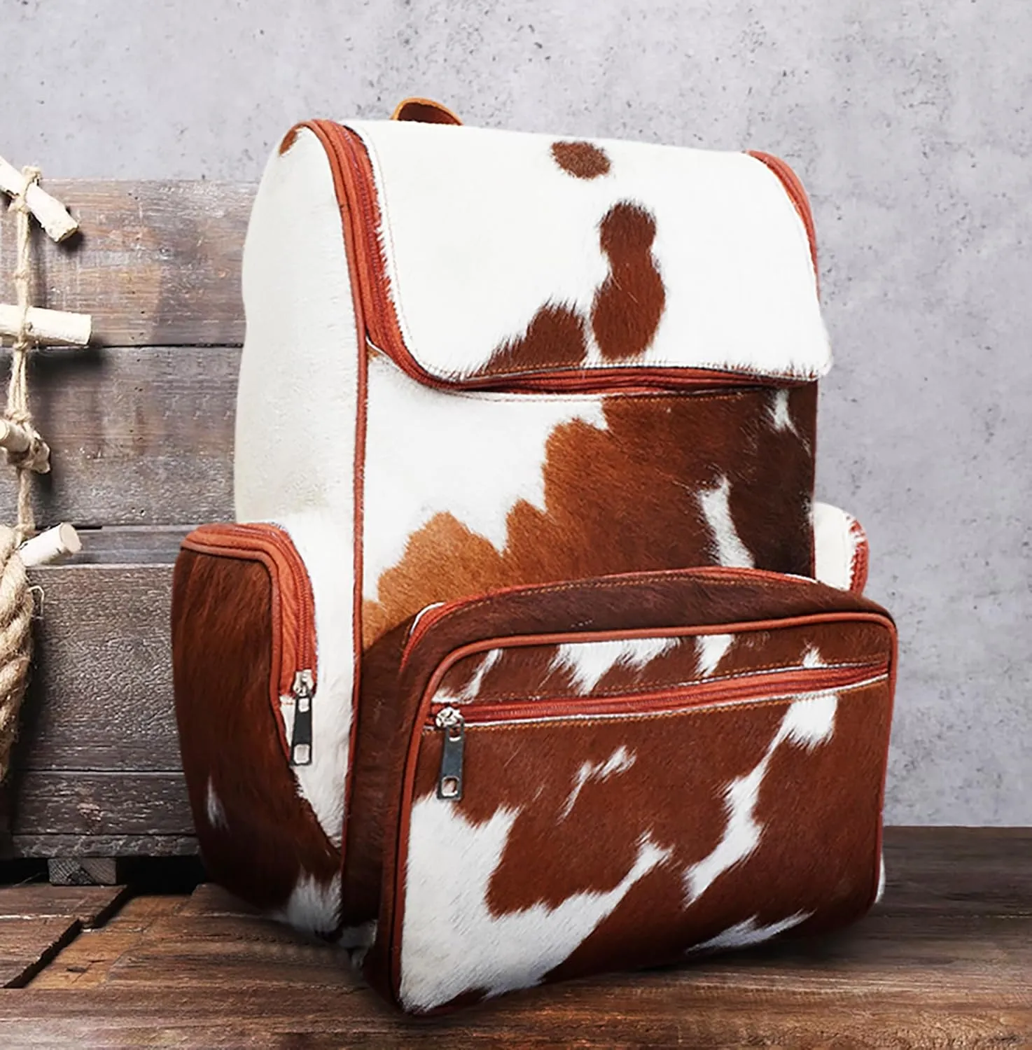 SpazeUp Western Diaper bag - Backpack Diaper bag - Cowhide Backpack - Cow Print Diaper bag Backpack